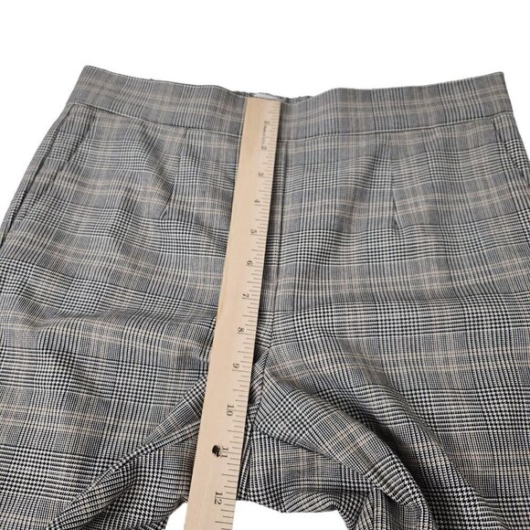 Babaton Womens Atelier Plaid Conan Crop Pants 6 Gray Academia Pull On High-Rise - Picture 10 of 11